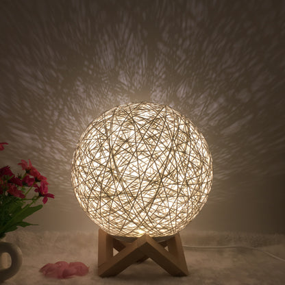 Amazon Hot säljning Creative linn Bordlampa Novel och Unik LED intelligent USB7 färg RGB16 färg fjärrkontroll Rattan Balla Lampa