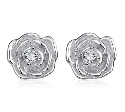 925 Silver Rose Shape Ear Stud