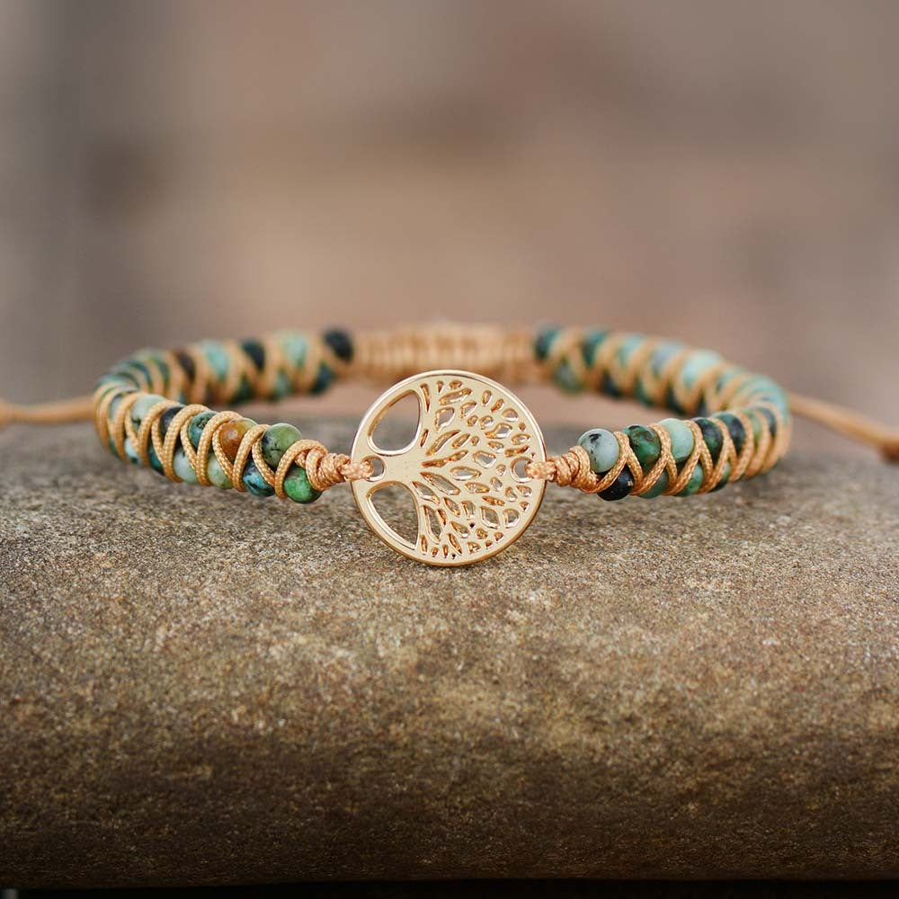 Natural stone hand-woven ladies bracelet