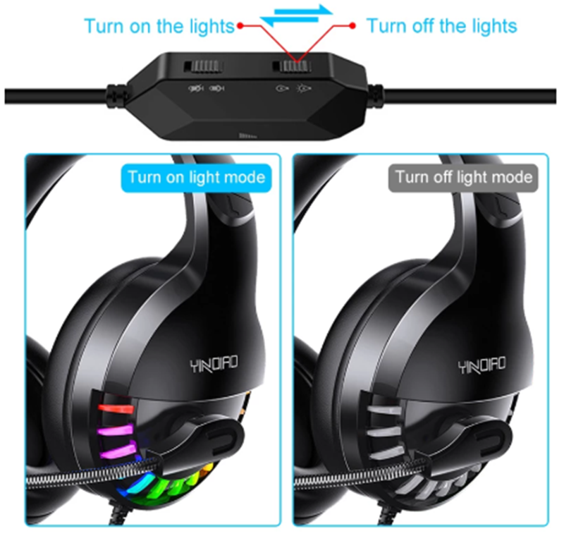 Wired Gaming Headset With ,Icrophone Sound Card Line Control