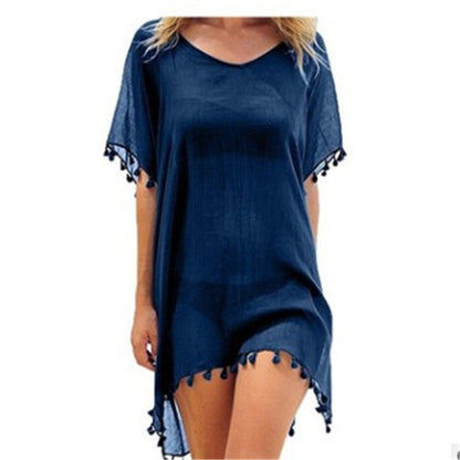 Women Blouses Loose Chiffon Dress Summer Beach Tunic Cover-Up Shirt