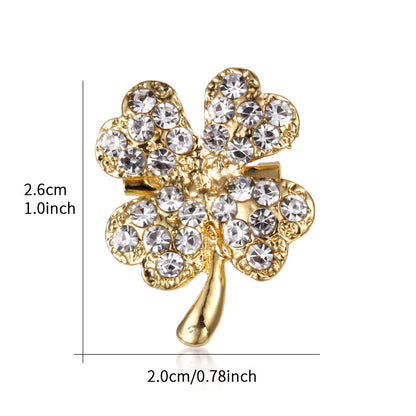 Broche trèfle à quatre feuilles, broche en strass, broche en alliage