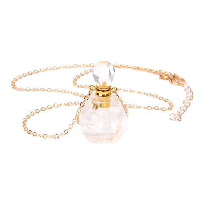 Collier pendentif en cristal de bouteille de parfum