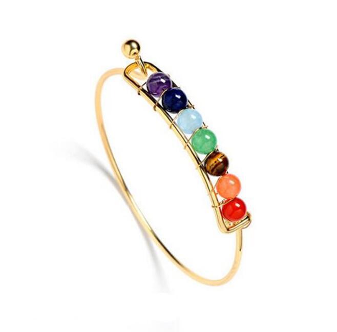 Boho berlock silverarmband naturstenar pärlor armband 7 chakra healing balans armband armband smycken presenter för kvinnor