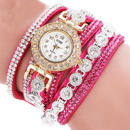 Relogio masculino Kvinnor Kvarts Kvinnor PU Läder Rhinestone Watch Armband Watches