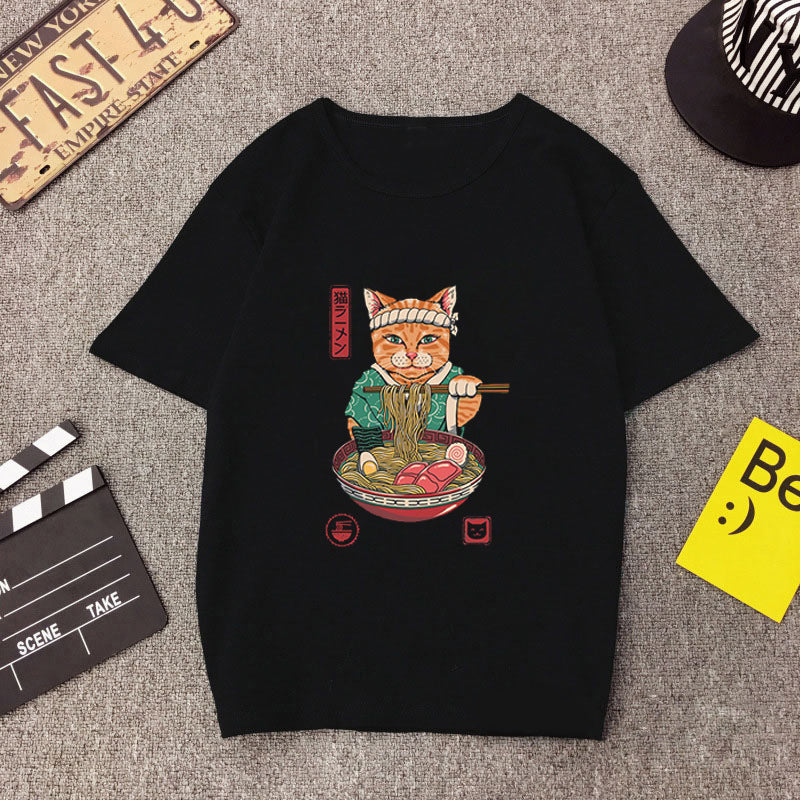 Cat anime T-shirt men