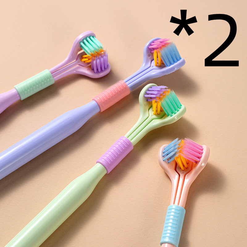 Three-sided Macaron Soft Bristle Toothbrush Care Safety Toothbrush Teeth Deep Cleaning Portable Travel