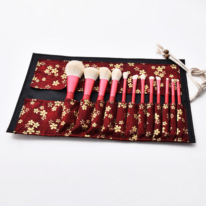 12pcs  red makeup brushes