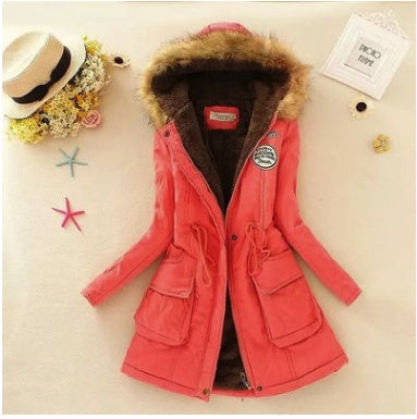 Thick Winter Jacket Women Large Size Long Section Hooded parka outerwear new fashion fur collar Slim padded cotton warm coat