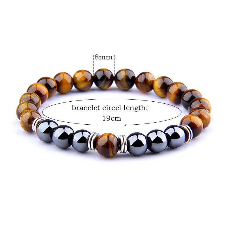 Explosion Style Yellow Tiger Eye Armband Fashion Simple Obsidian legering Separator Elastisk armband