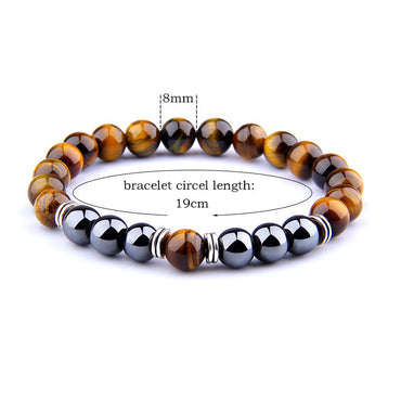 Explosion Style Yellow Tiger Eye Armband Fashion Simple Obsidian legering Separator Elastisk armband