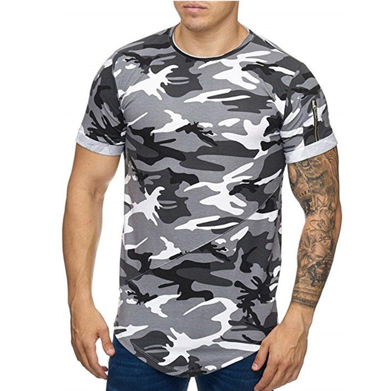 Herr T-shirt Camouflage Gradient Printing Casual Herr kortärmad T-shirt