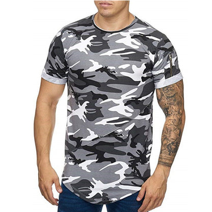 Herr T-shirt Camouflage Gradient Printing Casual Herr kortärmad T-shirt