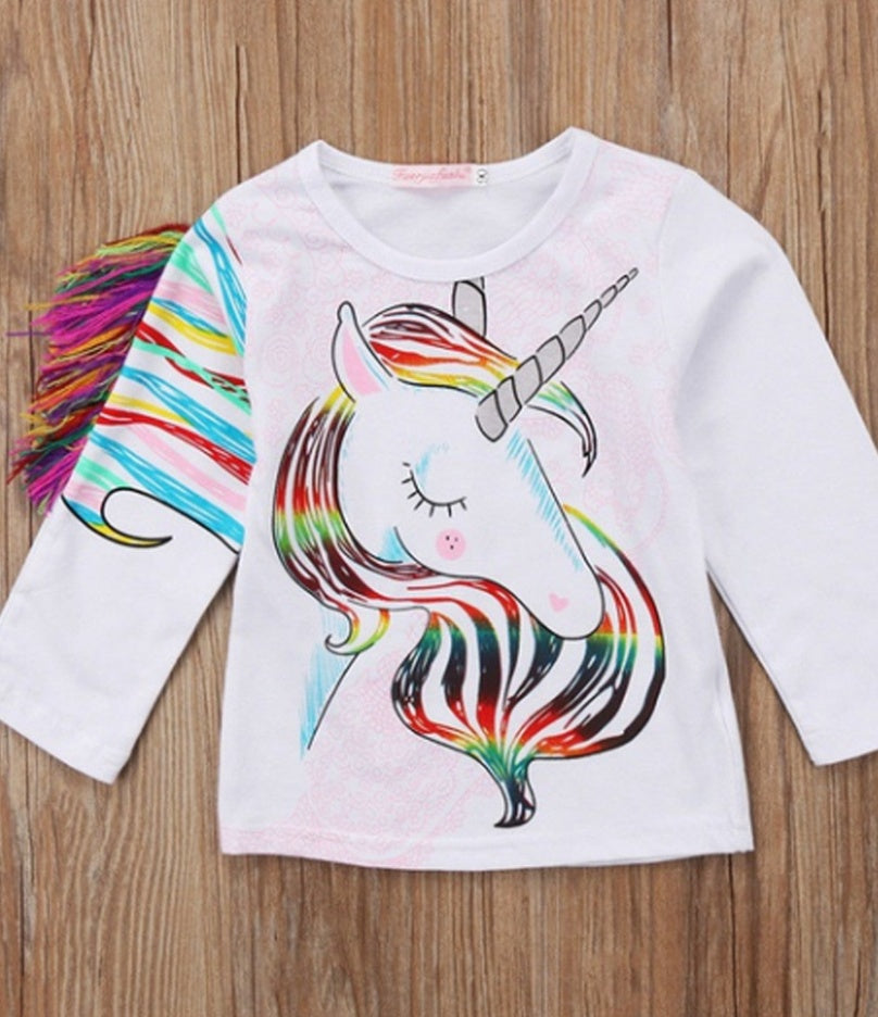 Transfrontalier pour le commerce extérieur Europe et Amérique ins explosion vêtements pour enfants T-shirt d'impression de crin de cheval stéréo pour enfants 