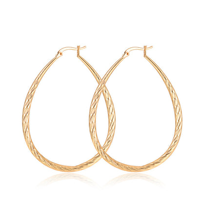 Golden Drop-Shaped Textured Frosted Earrings