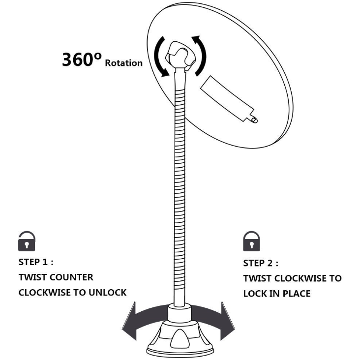 Miroir de maquillage éclairé par LED lumineuse, pivotant à 360°, grossissant 10x