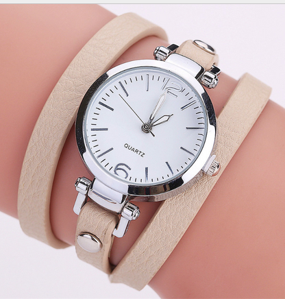 Montre-Bracelet circulaire pour femmes, bracelet en PU, alliage Simple, petit cadran, montre pour femmesM