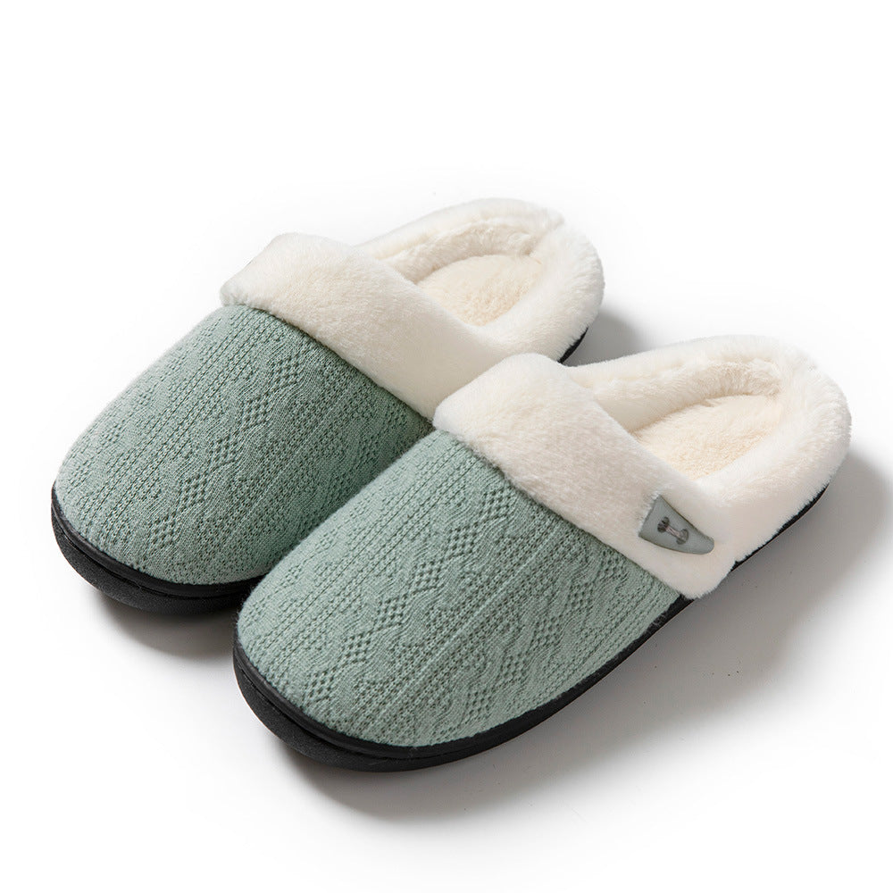 Winter Cotton Slippers Baotou Warm Flat Slippers Home Daily Soft Non-slip Bottom House Shoes Women Men Couple