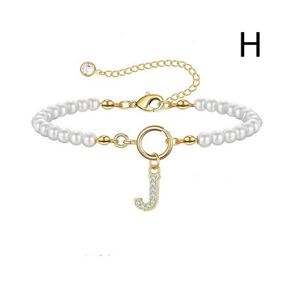 2024 Nytt Mode Toggle Lock Initial Armband Kvinnor AZ Bokstav Hänge 6mm Pärlarmband För Kvinnor Smycken Gåva