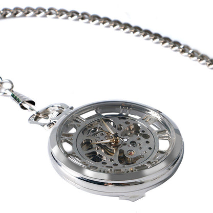 Hollow Roman Character Mechanical Pocket Watch