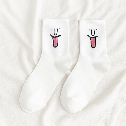 Funny expression jacquard socks