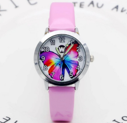 Children's Watches Kids Quartz Watch Student Girls Quartz-watch Cute Colorful Butterfly Dial Waterproof Watch