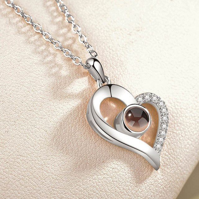 Mode 100 langues je t'aime Projection Couple pendentif rond romantique amour mémoire amoureux de mariage collier cadeaux 