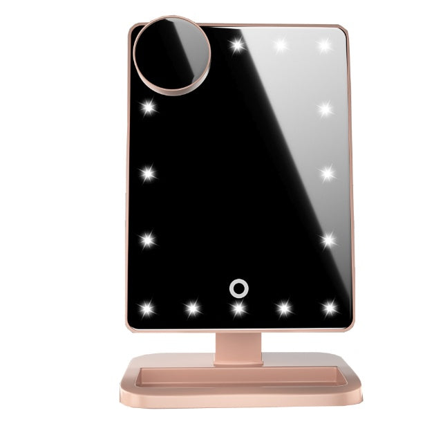 Miroir de maquillage à écran tactile avec 20 lumières LED, haut-parleur de musique Bluetooth, miroirs grossissants 10X