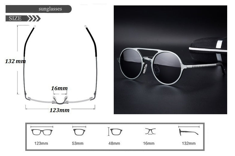 Retro Aluminum Magnesium Sunglasses Polarized Lens Vintage Eyewear Accessories Sun Glasses Driving Men Round Sunglasses