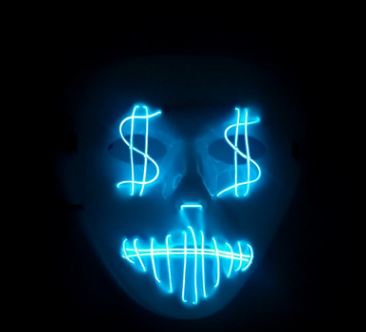 Masque de fête LED en dollars américains