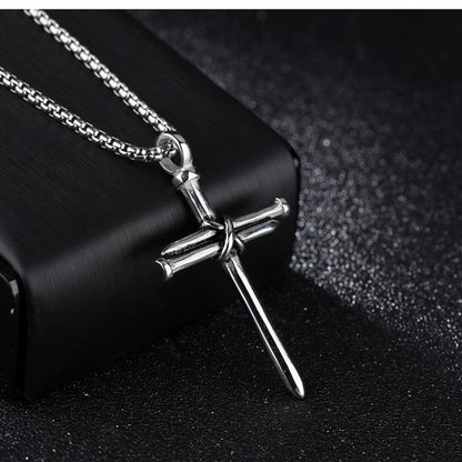 Titanium steel casting steel nails cross men's pendants necklace jewelry