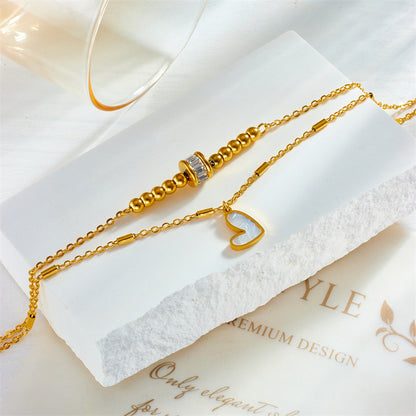 Modesmycken Boho Klassisk Kärlek Hjärta Fotledskedja Dubbelskiktad Kedja Armband Fotlänk Charm Tofs Benkedja På Fotkedja Kvinnor Festsmycken Accessoarer