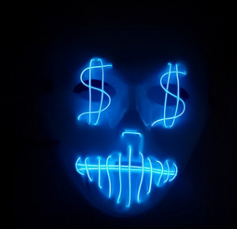 Masque de fête LED en dollars américains