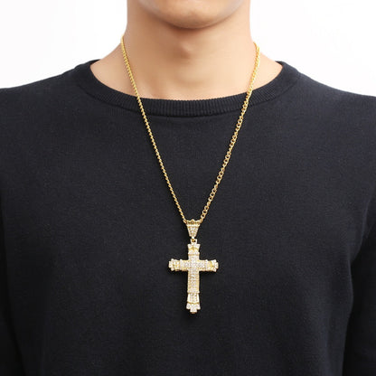 Iced Out Mens Cross Necklace