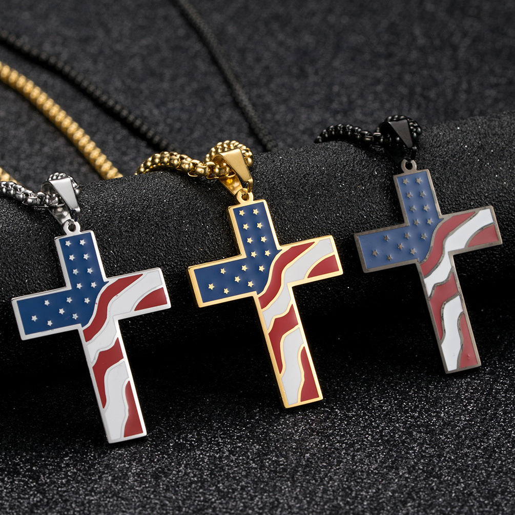 Collier Croix Drapeau