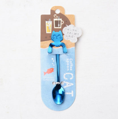 Cross-border 304 stainless steel spoon cartoon cat handle hanging coffee spoon