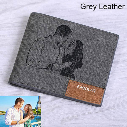 Engraving men Personalized inscription Photo engraved short wallet wallet personalized handbag postcard engraved wallets leather wallets