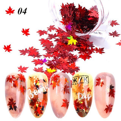 Gradient Maple Leaf Nail Sequins