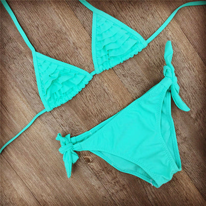 Multiple flounces bikini bathing suit for girls children