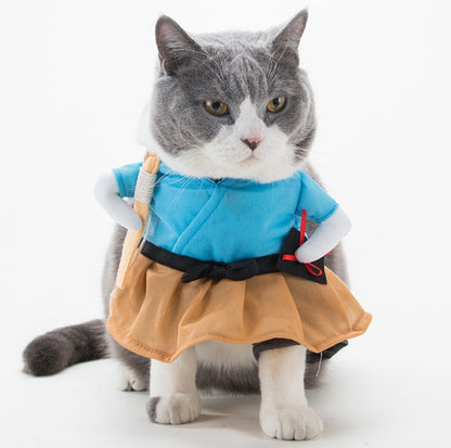 Rolig Kattdräkt Uniform Kostym Kattkläder Kostym Valpkläder Klä upp Kostym Festkläder För Katt Cosplaykläder