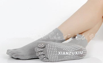 Slip Yoga Socks 5 Toes Socks Letter Print Massage Exercise Short Tube High-quality Cotton Socks