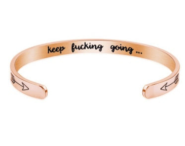 Mantra armband med citat rostfritt stål Cuff Inspirational smycken Graduation Gåva