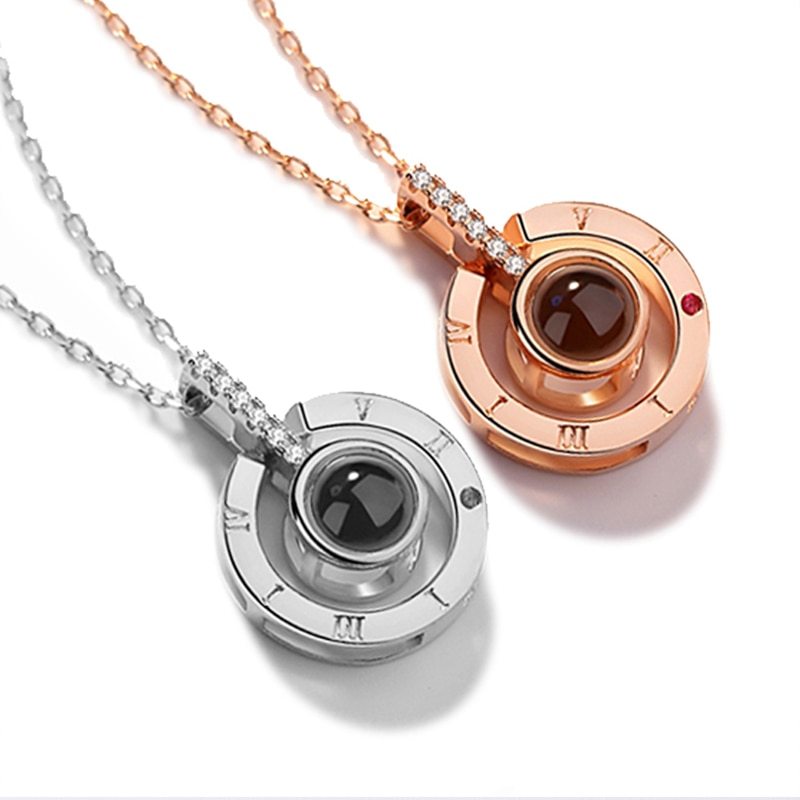 Mode 100 langues je t'aime Projection Couple pendentif rond romantique amour mémoire amoureux de mariage collier cadeaux 