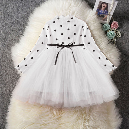 Robes Tutu en dentelle à manches longues pour bébés filles, vêtements de fête de 1er anniversaire pour nouveau-né, tenue décontractée, printemps-hiver