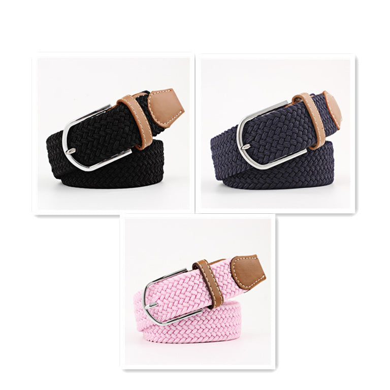 Women's Canvas Student Casual Stretch Braided Needle Buckle Belt - Youthful Confidence