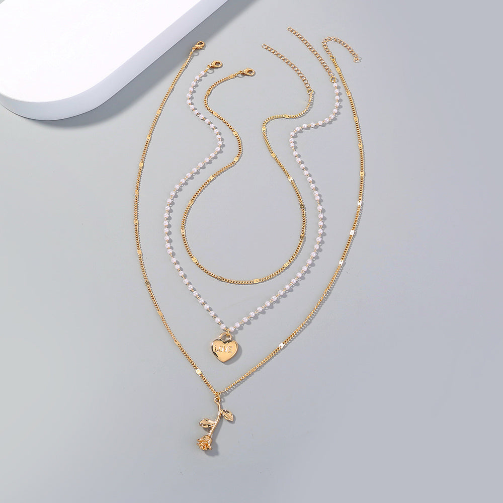 Personality, creativity, love, roses, lovers, multi-layer necklaces, women