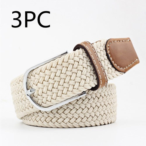 Women's Canvas Student Casual Stretch Braided Needle Buckle Belt - Youthful Confidence
