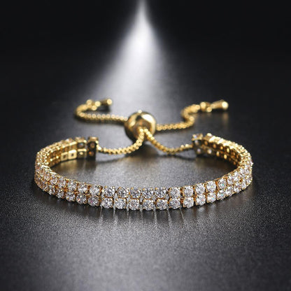Mode Dubbelrad Zirkonarmband För Damer Strassarmband