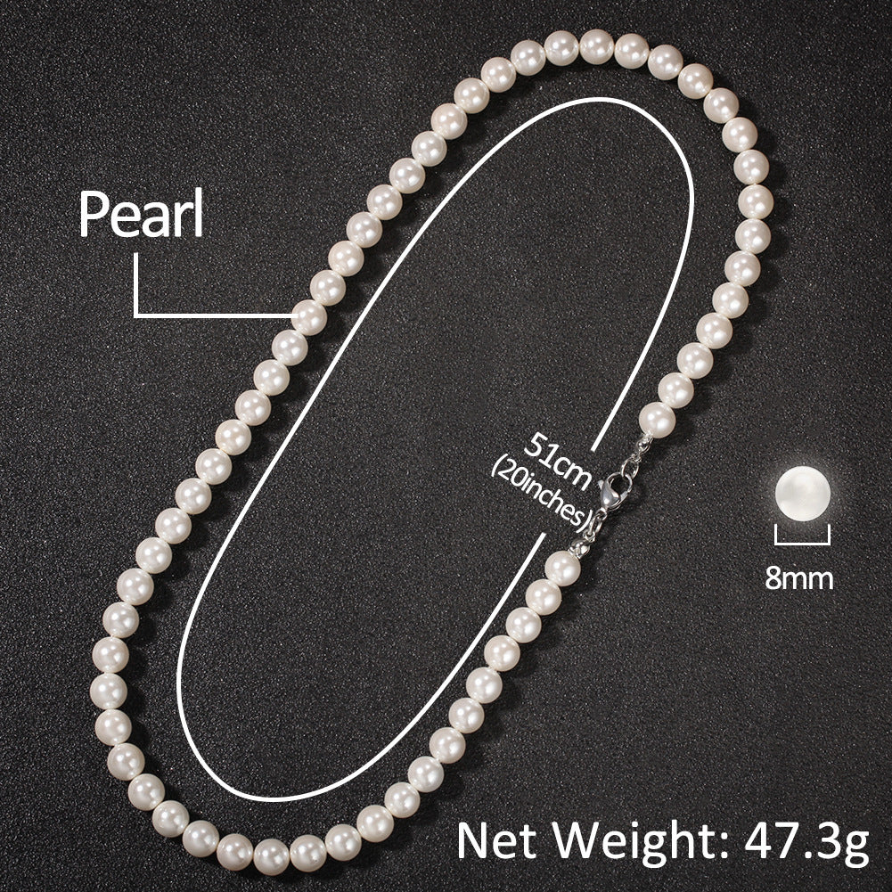 Simple Cross 8-10mm Pearl Necklace Trendy Accessories For Men And Women