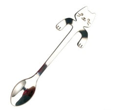 Cross-border 304 stainless steel spoon cartoon cat handle hanging coffee spoon